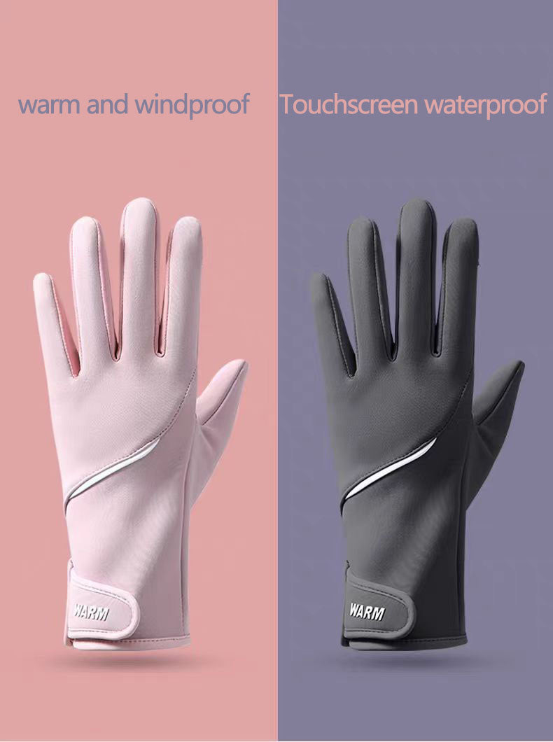 Winter warm gloves for women cycling, windproof touch screen, anti slip, shaping and slimming, thin and fluffy glove