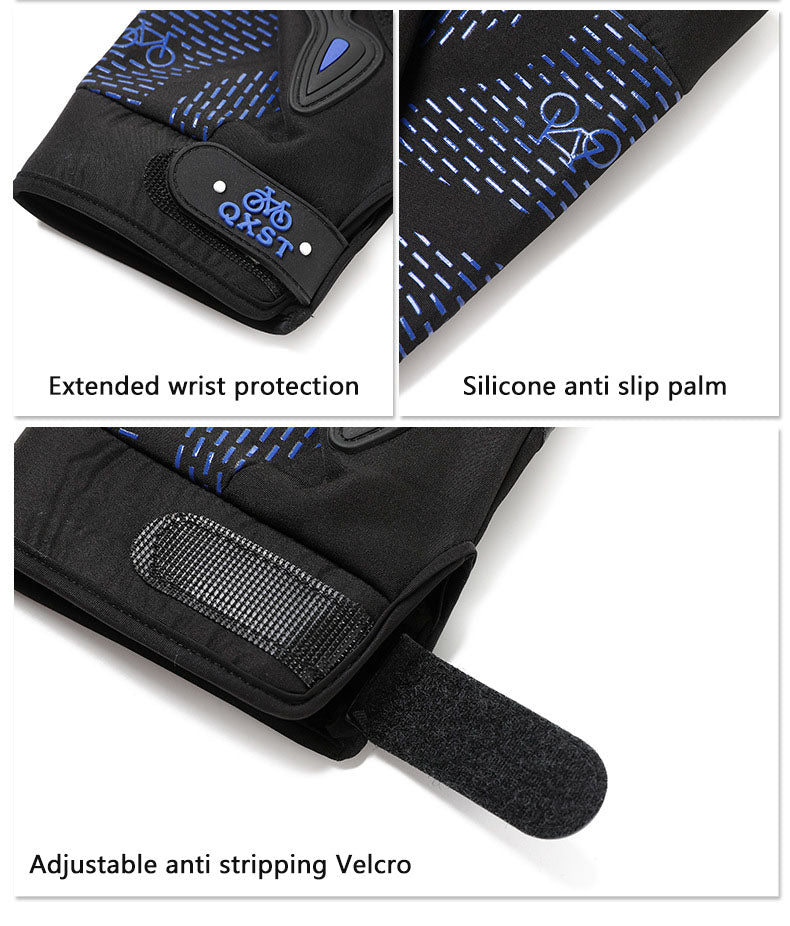 Motorcycle gloves for men riding off-road racing, anti fall and anti slip hard shell with plush thin design, warm touch screen