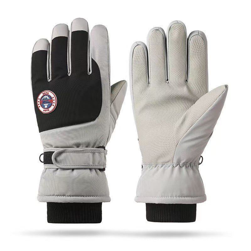 Ski gloves for couples cycling in autumn and winter, warm and touch screen sports, cold proof, and thick cotton gloves with fleece added