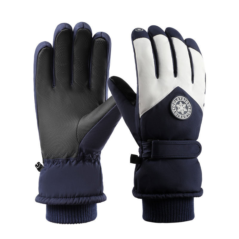 Ski gloves for men and women in winter, with thick velvet, anti splash, anti slip, touch screen, outdoor cycling, cold and warm gloves
