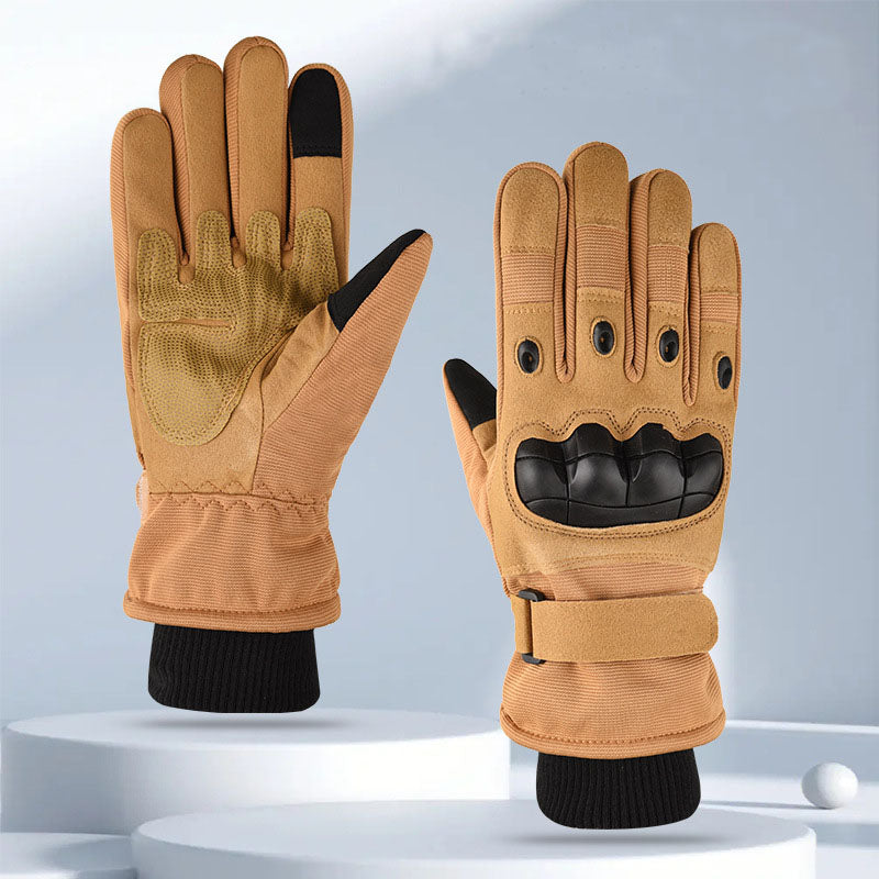 Winter Warm Tactical Gloves with Thick Velvet, Windproof and Waterproof Outdoor Sports Skiing Non slip Full Finger Riding Gloves