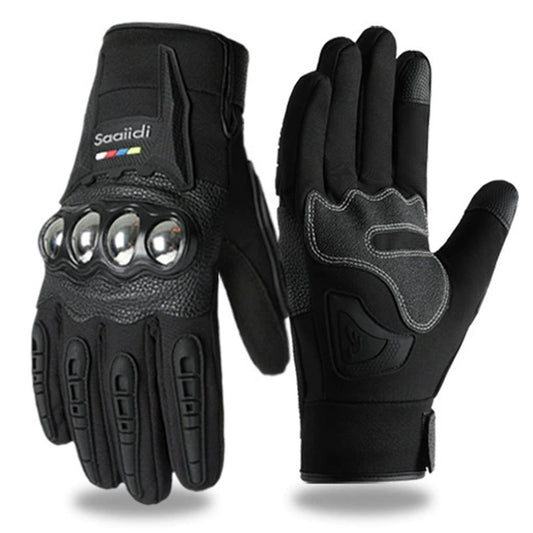 Motorcycle gloves for men riding off-road racing, anti fall and anti slip hard shell with plush thin design, warm touch screen