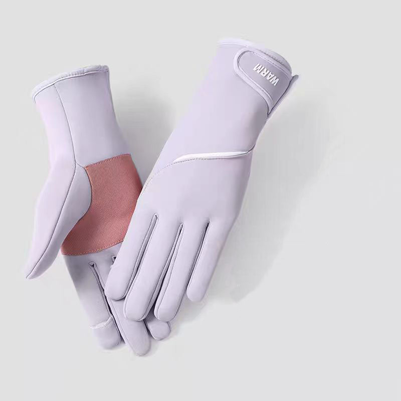 Winter warm gloves for women cycling, windproof touch screen, anti slip, shaping and slimming, thin and fluffy glove