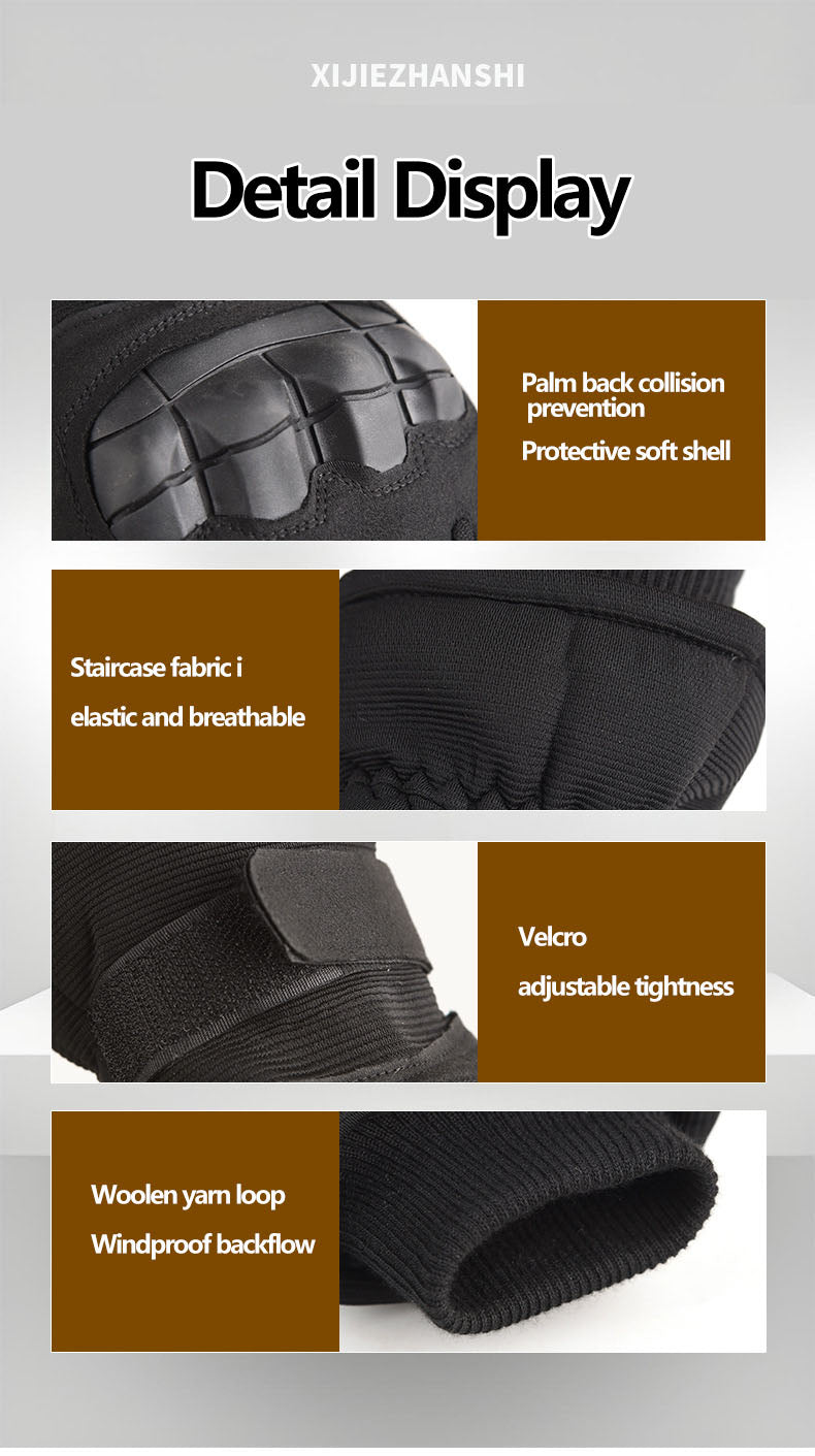Winter Warm Tactical Gloves with Thick Velvet, Windproof and Waterproof Outdoor Sports Skiing Non slip Full Finger Riding Gloves