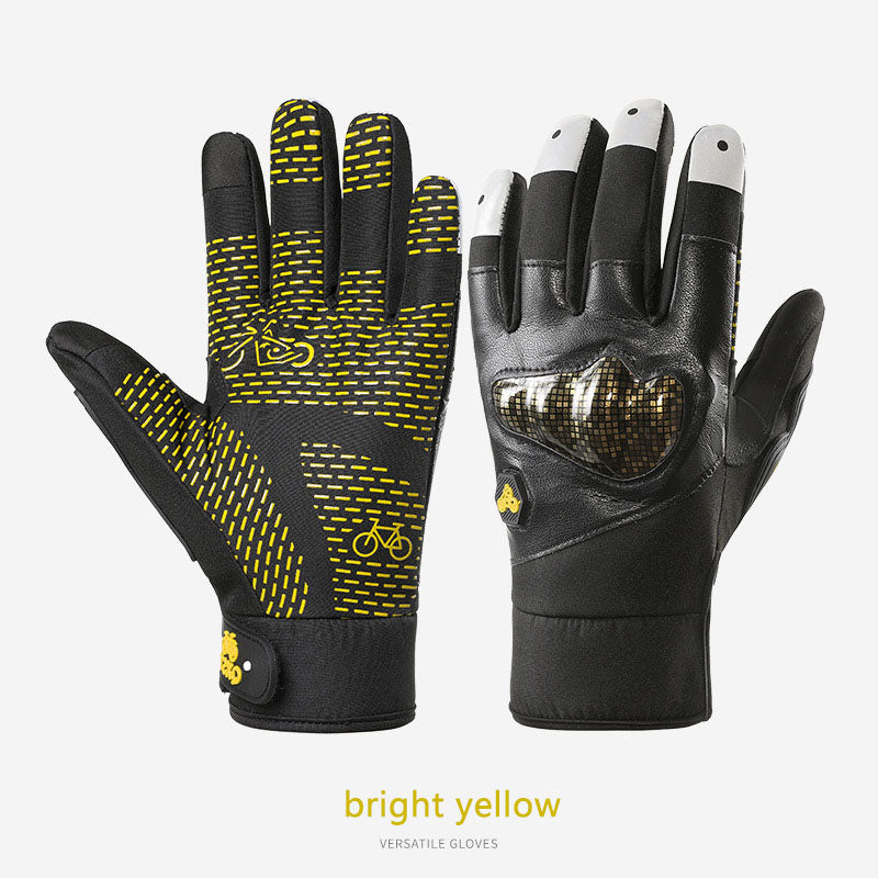 Motorcycle gloves for men riding off-road racing, anti fall and anti slip hard shell with plush thin design, warm touch screen