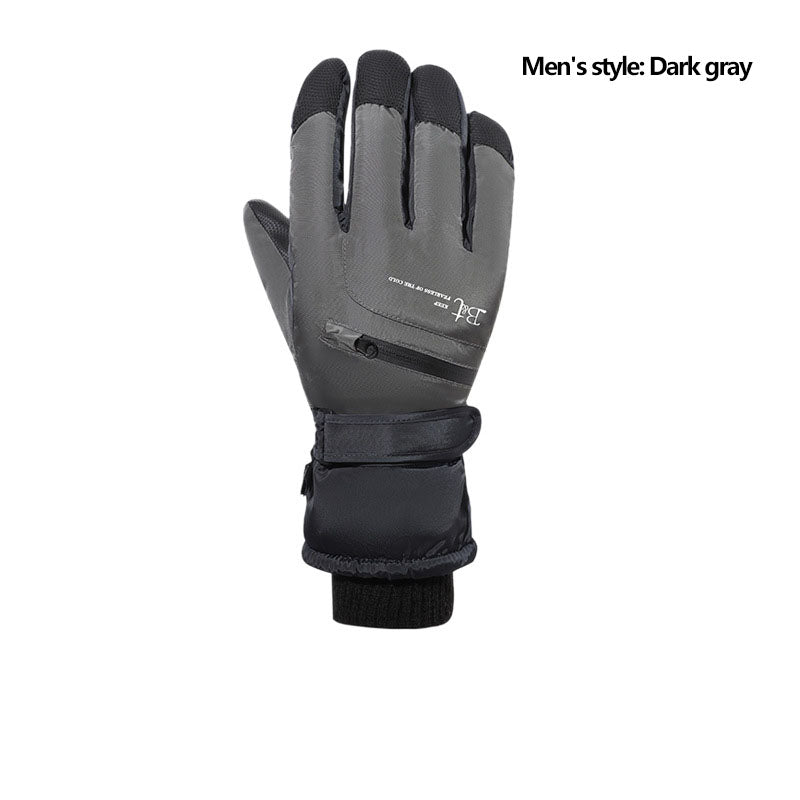 Ski gloves for men and women in winter, with thick velvet, anti splash, anti slip, touch screen, outdoor cycling, cold and warm gloves
