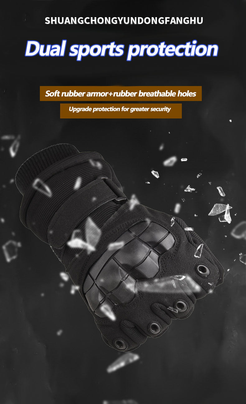 Winter Warm Tactical Gloves with Thick Velvet, Windproof and Waterproof Outdoor Sports Skiing Non slip Full Finger Riding Gloves