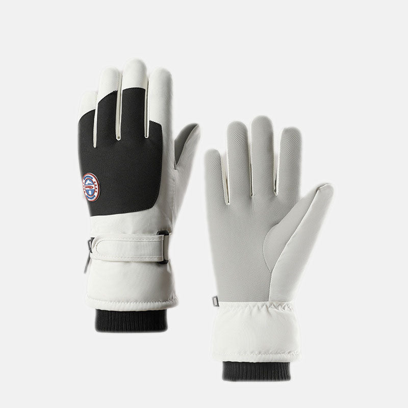 Ski gloves for couples cycling in autumn and winter, warm and touch screen sports, cold proof, and thick cotton gloves with fleece added