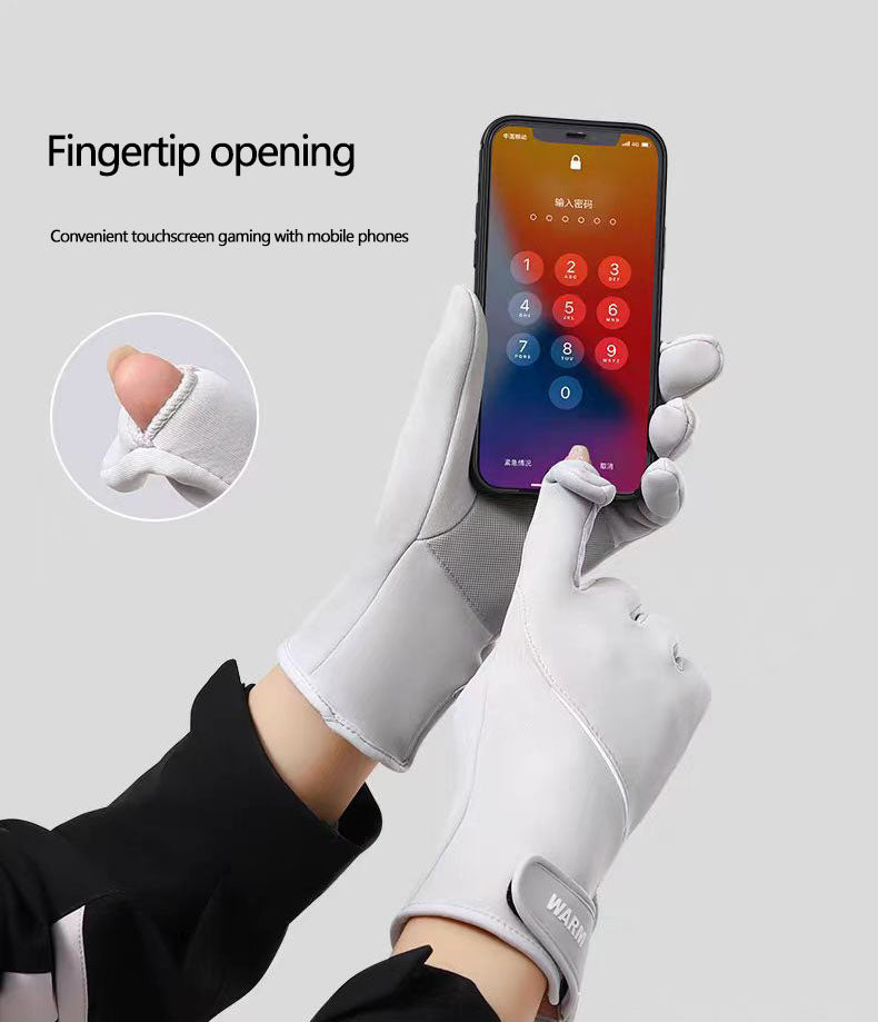 Winter warm gloves for women cycling, windproof touch screen, anti slip, shaping and slimming, thin and fluffy glove