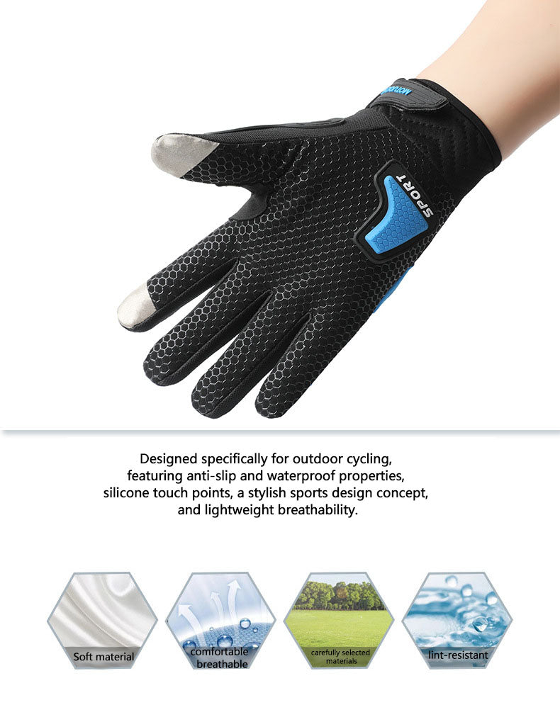 Cycling gloves, men's autumn and winter motorcycle gloves, anti slip off-road riding gloves, touch screen gloves, full finger racing gloves