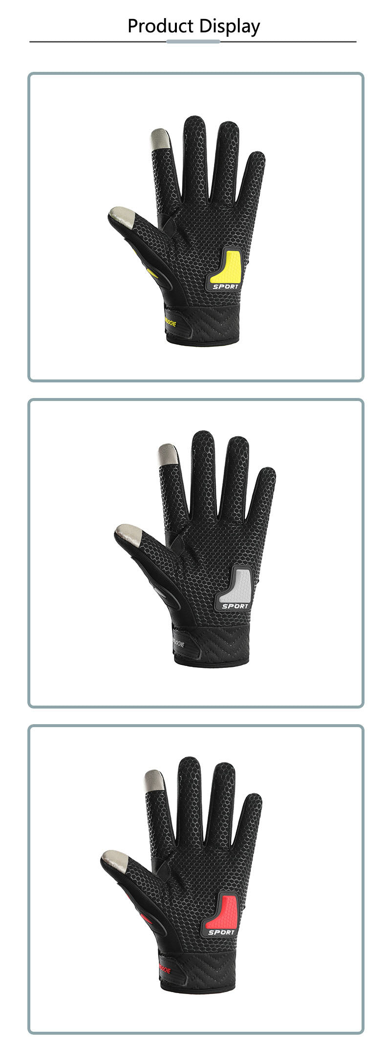 Cycling gloves, men's autumn and winter motorcycle gloves, anti slip off-road riding gloves, touch screen gloves, full finger racing gloves