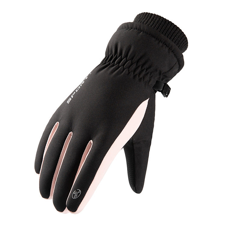 Autumn and winter warm gloves for men and women, touch screen, outdoor cycling, anti slip, windproof, waterproof, and cold proof, with thickened velvet riding gloves