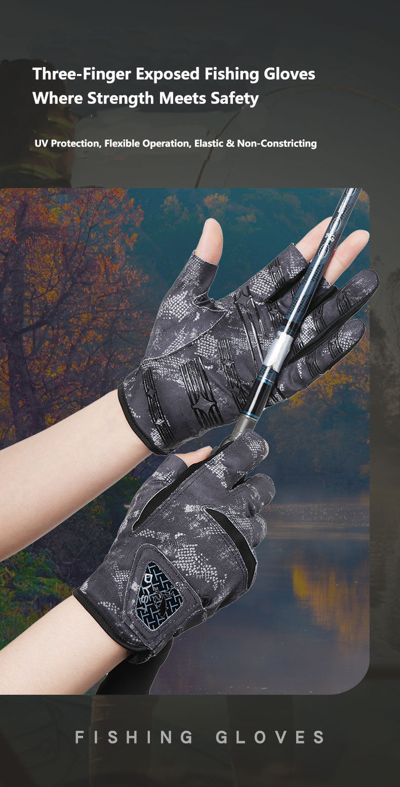 New Style Summer Fishing Gloves: Thin, Outdoor Angling-Ready, Breathable & Cool, Anti-Slip Palm, Sun-Protective & Wear-Resistant, Unisex, Three-Finger Exposed