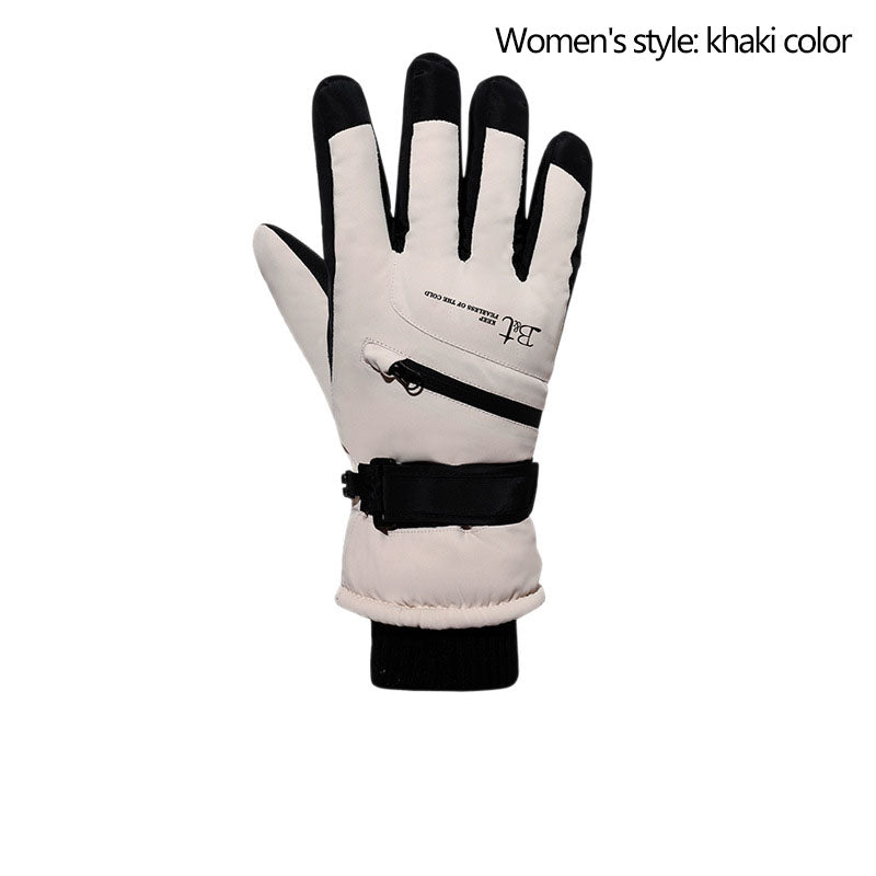 Ski gloves for men and women in winter, with thick velvet, anti splash, anti slip, touch screen, outdoor cycling, cold and warm gloves