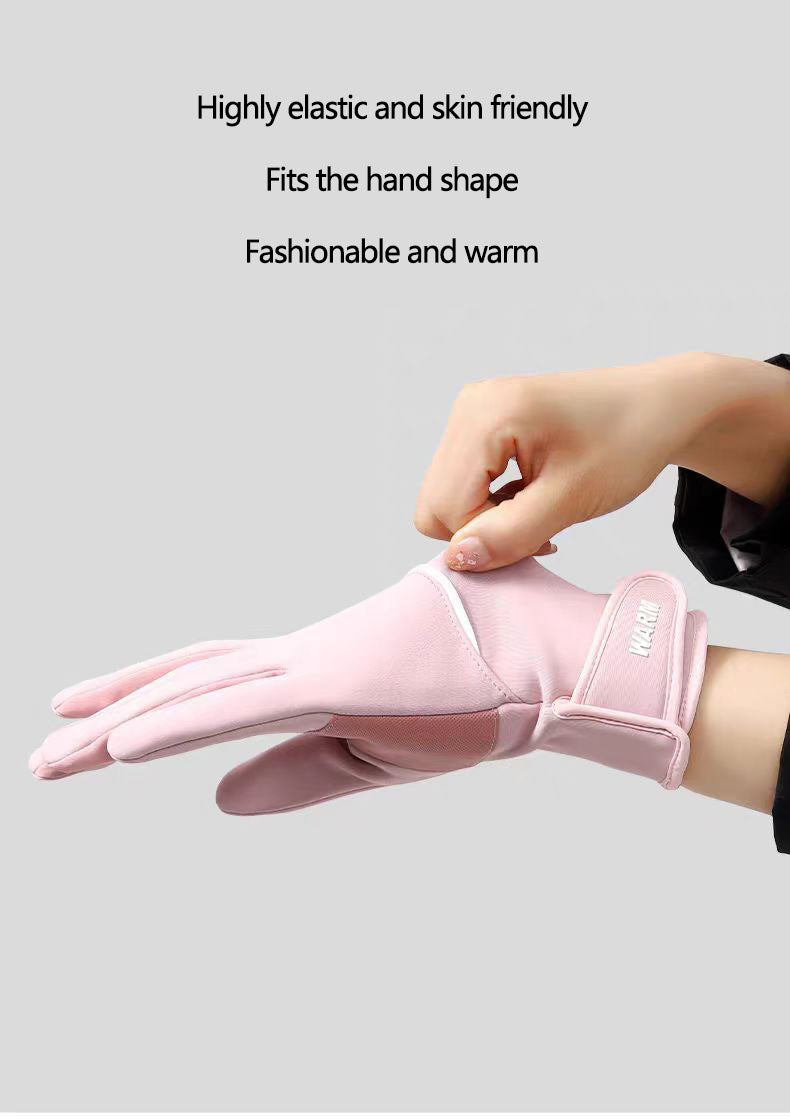 Winter warm gloves for women cycling, windproof touch screen, anti slip, shaping and slimming, thin and fluffy glove