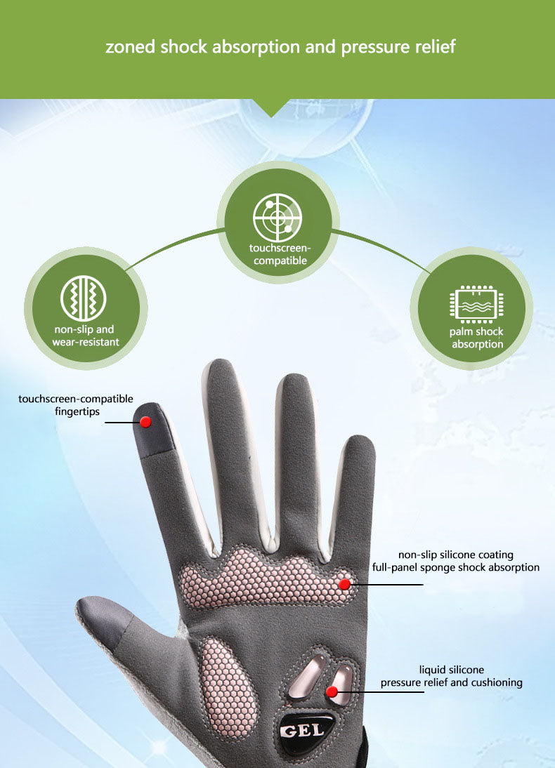 Cycling gloves, men's autumn and winter motorcycle gloves, anti slip off-road riding gloves, touch screen gloves, full finger racing gloves