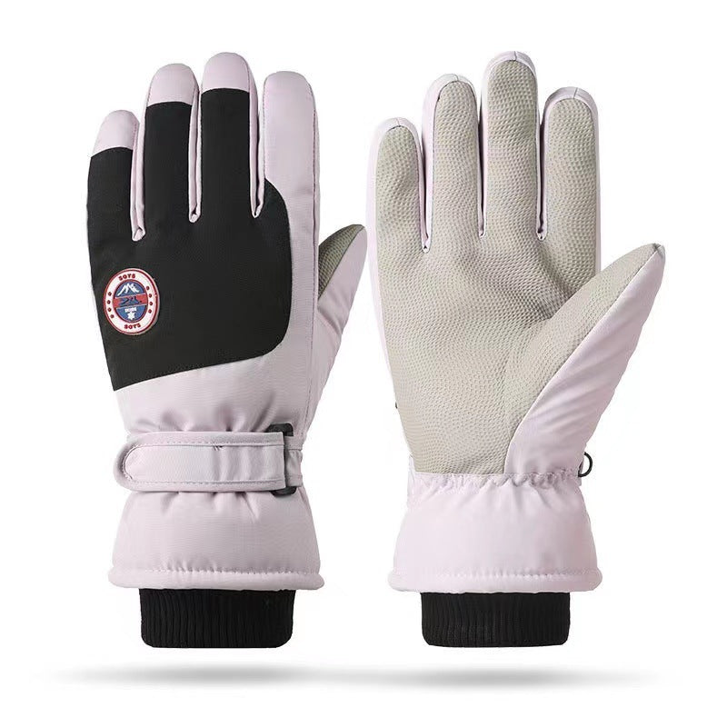 Ski gloves for couples cycling in autumn and winter, warm and touch screen sports, cold proof, and thick cotton gloves with fleece added