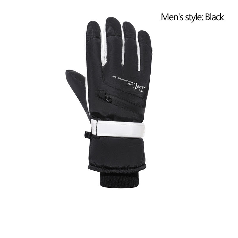 Ski gloves for men and women in winter, with thick velvet, anti splash, anti slip, touch screen, outdoor cycling, cold and warm gloves