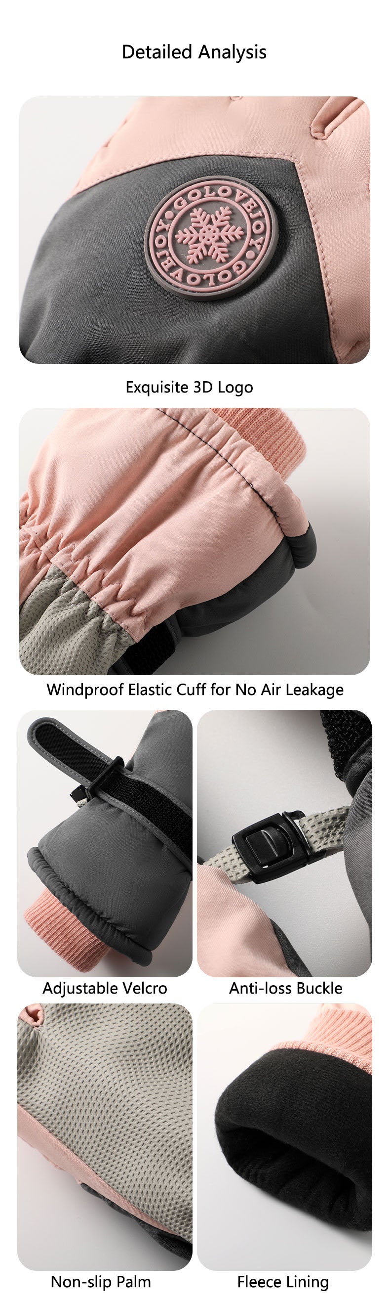 Ski gloves for men and women in winter, with thick velvet, anti splash, anti slip, touch screen, outdoor cycling, cold and warm gloves