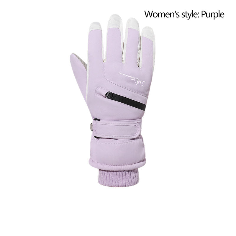 Ski gloves for men and women in winter, with thick velvet, anti splash, anti slip, touch screen, outdoor cycling, cold and warm gloves