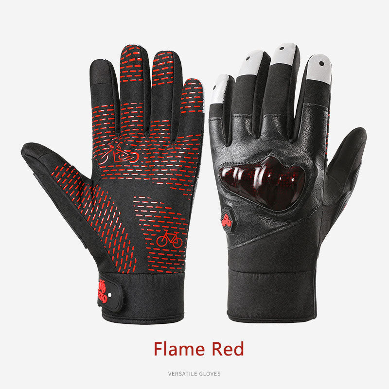 Motorcycle gloves for men riding off-road racing, anti fall and anti slip hard shell with plush thin design, warm touch screen
