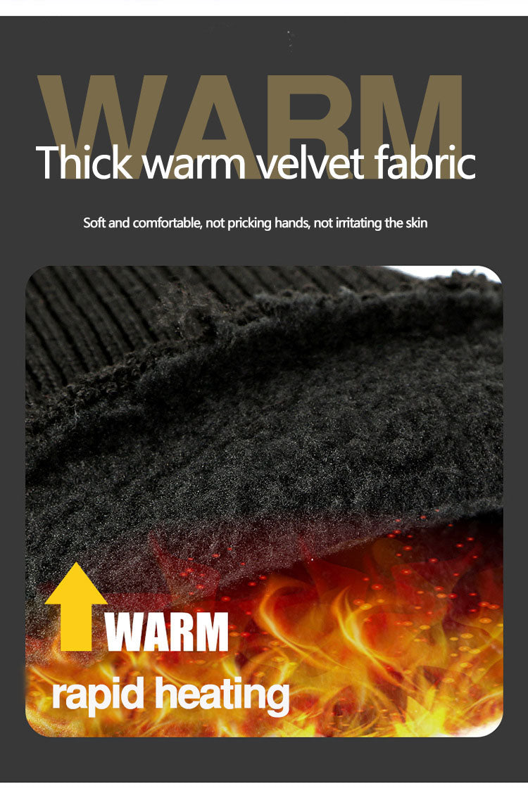 PU men's velvet warm outdoor gloves touch screen gloves windproof and waterproof gloves
