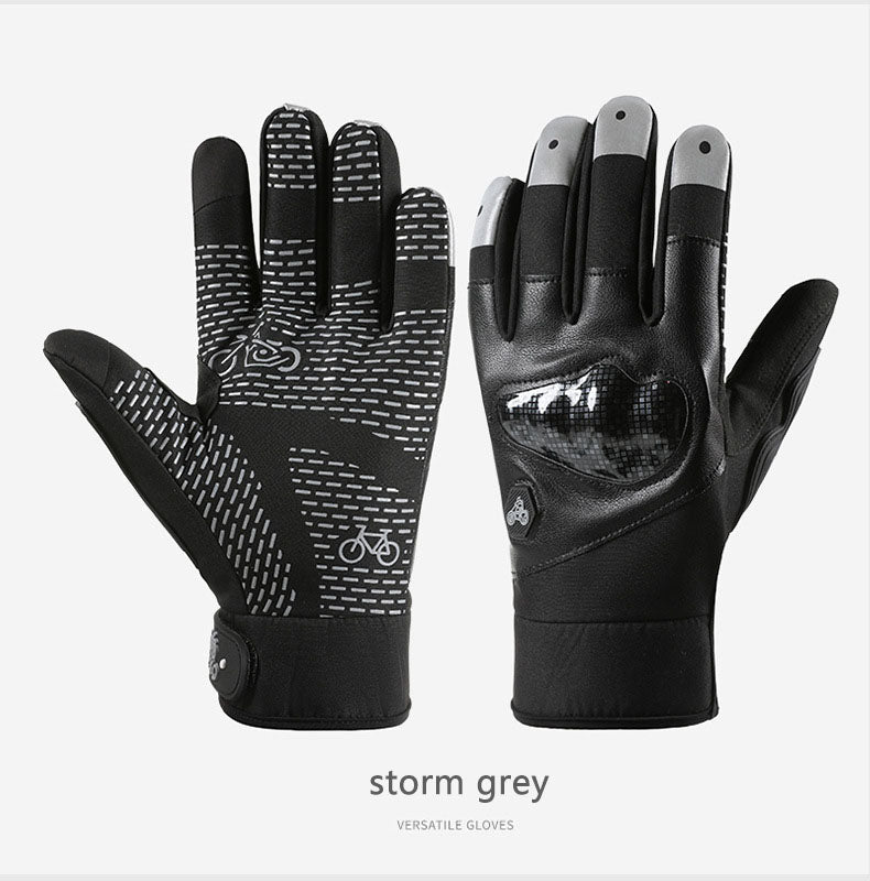 Motorcycle gloves for men riding off-road racing, anti fall and anti slip hard shell with plush thin design, warm touch screen