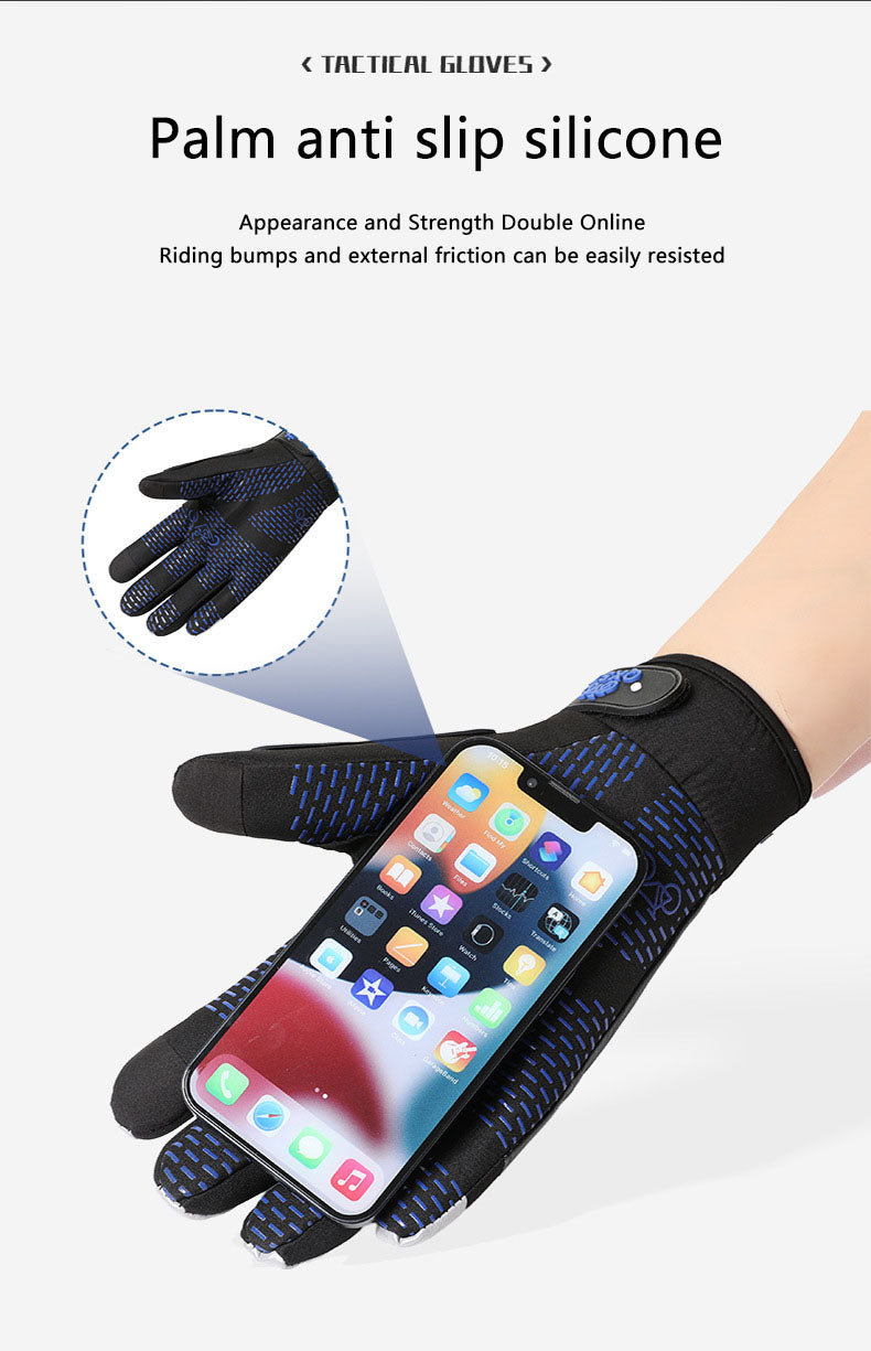 Motorcycle gloves for men riding off-road racing, anti fall and anti slip hard shell with plush thin design, warm touch screen