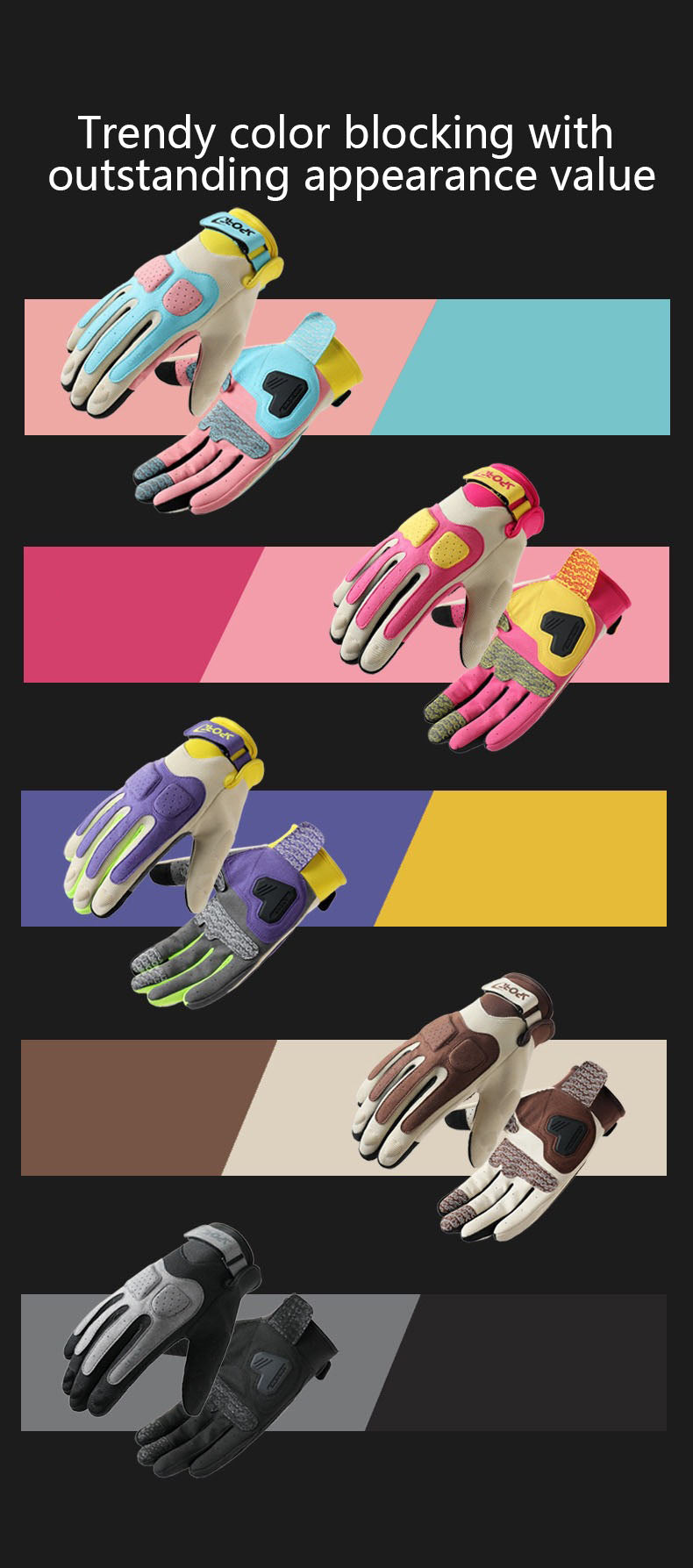 Riding macaron motorcycle gloves, summer men's sun protection, female knight's contrasting color, thin anti slip and wear-resistant motorcycle gloves