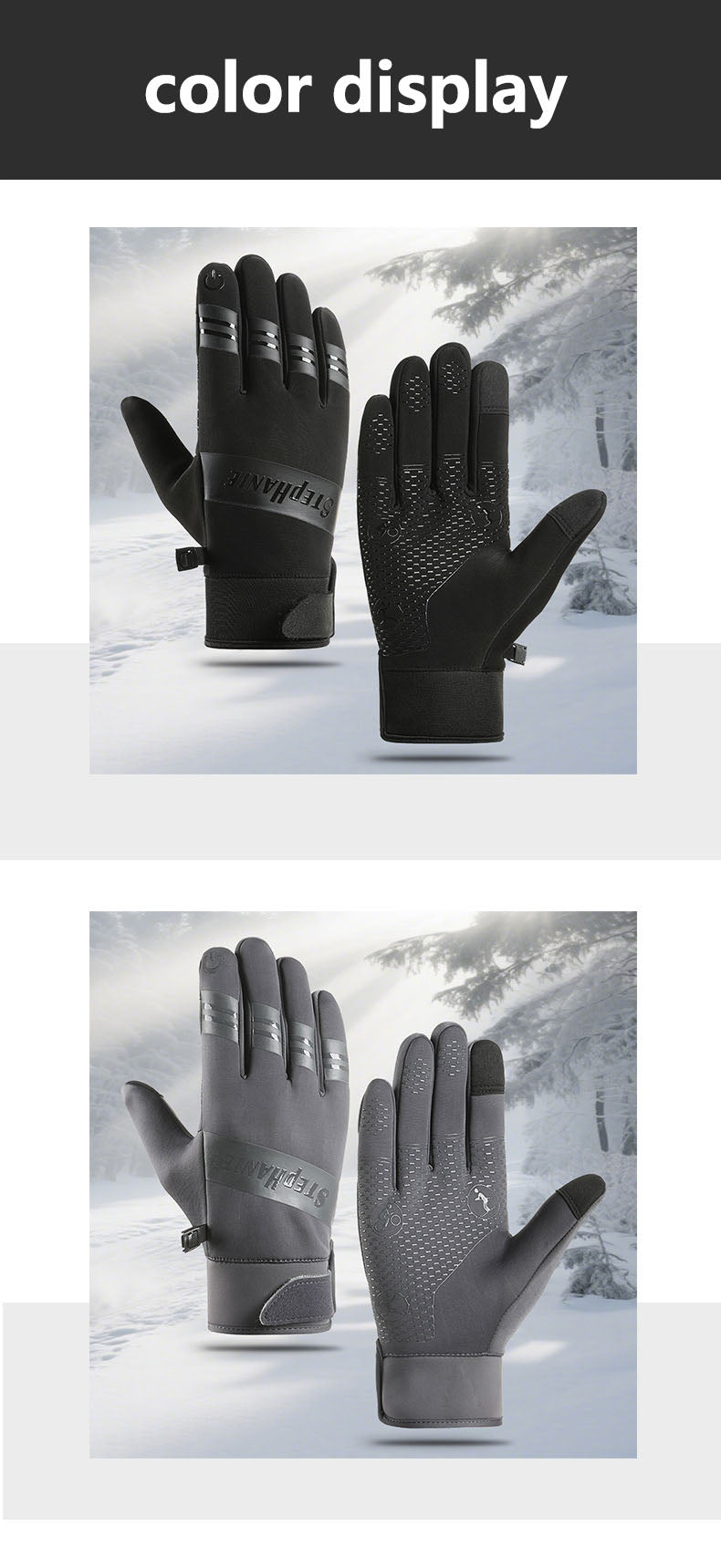 Outdoor cycling gloves with winter velvet insulation, waterproof and cold proof touch screen, windproof gloves for men and women cycling
