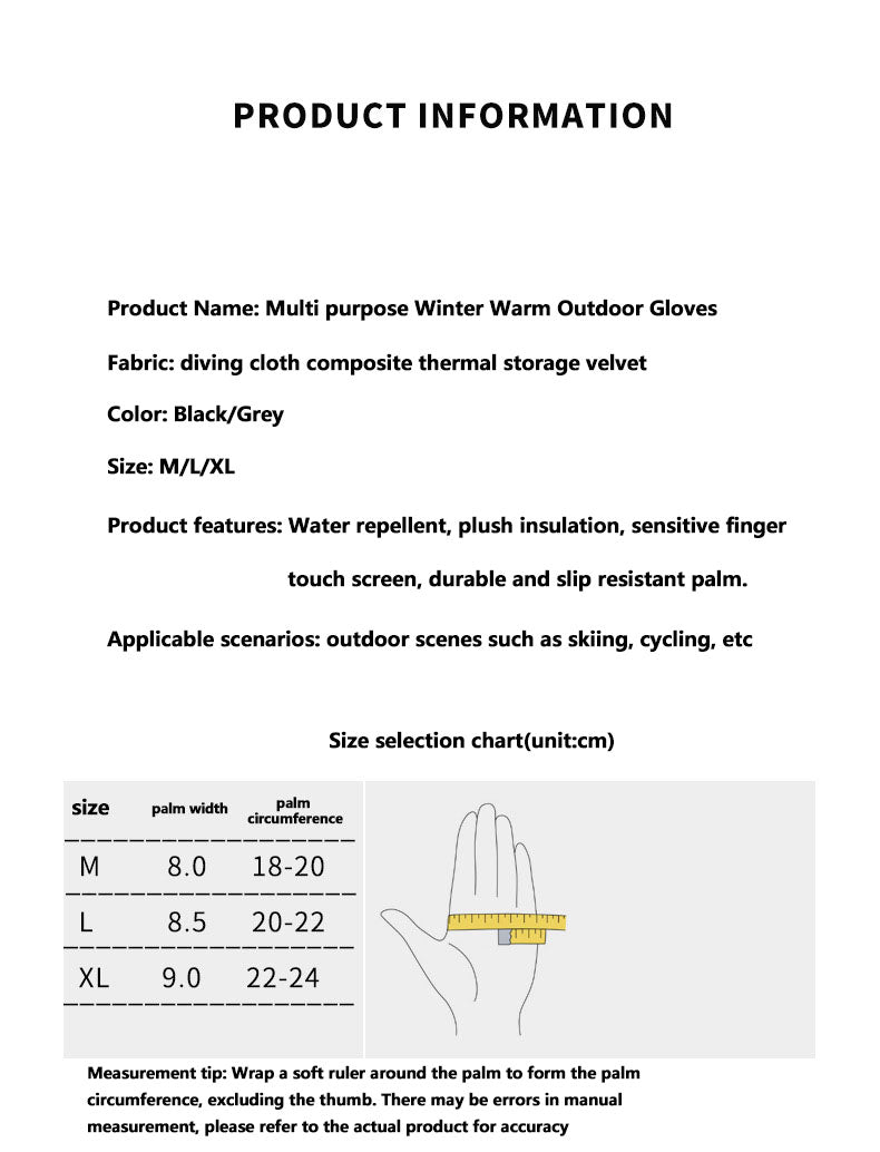 Outdoor cycling gloves with winter velvet insulation, waterproof and cold proof touch screen, windproof gloves for men and women cycling