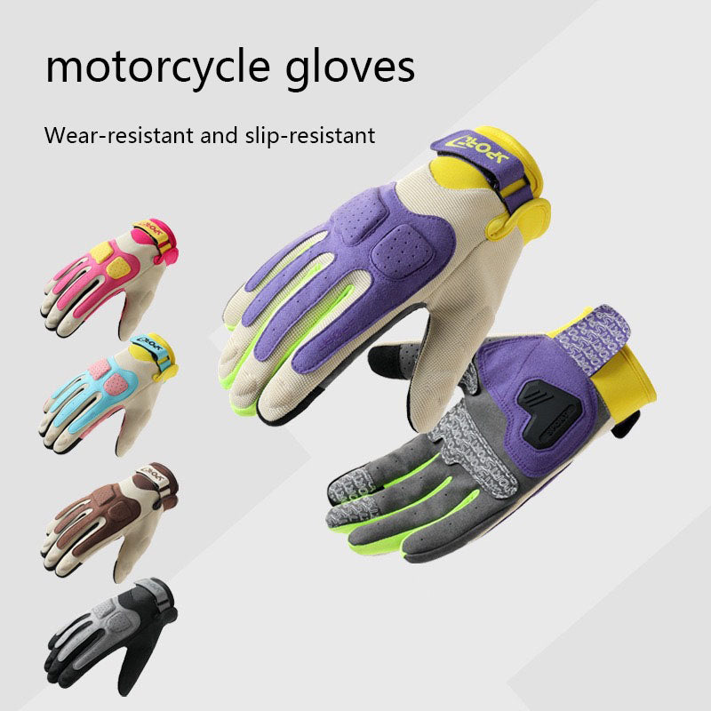 Riding macaron motorcycle gloves, summer men's sun protection, female knight's contrasting color, thin anti slip and wear-resistant motorcycle gloves