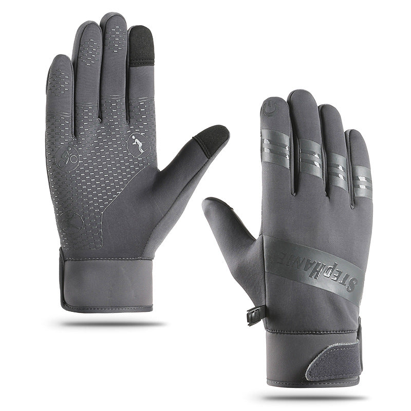 Outdoor cycling gloves with winter velvet insulation, waterproof and cold proof touch screen, windproof gloves for men and women cycling