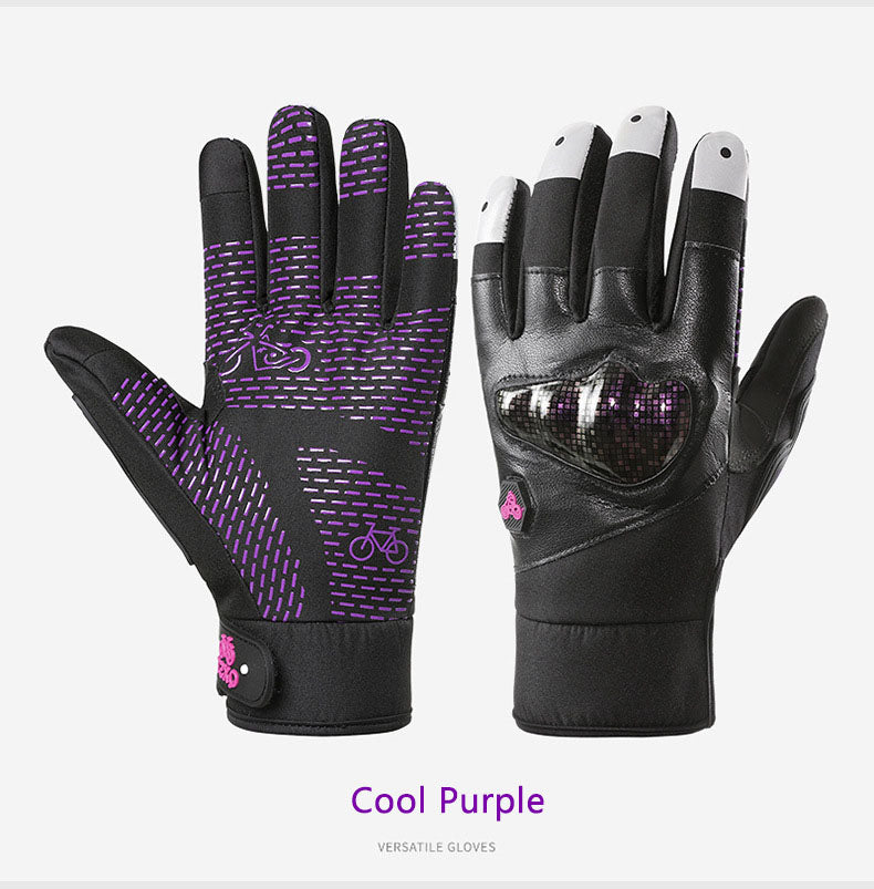 Motorcycle gloves for men riding off-road racing, anti fall and anti slip hard shell with plush thin design, warm touch screen