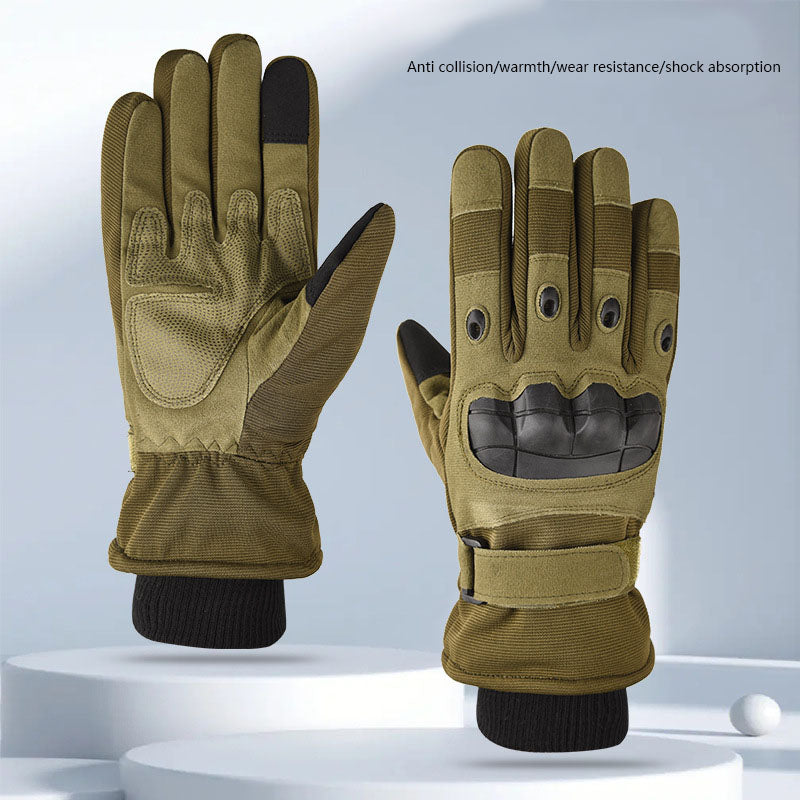 Winter Warm Tactical Gloves with Thick Velvet, Windproof and Waterproof Outdoor Sports Skiing Non slip Full Finger Riding Gloves