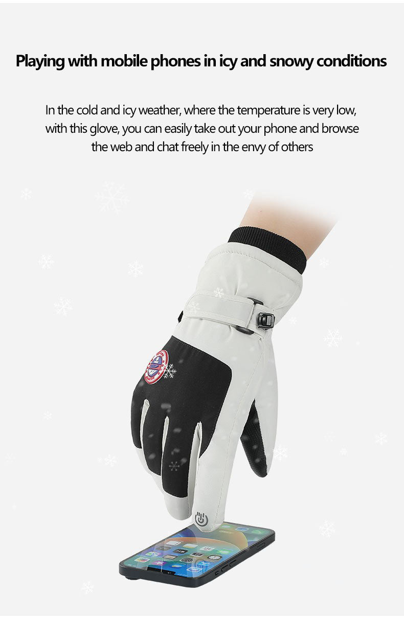 Ski gloves for couples cycling in autumn and winter, warm and touch screen sports, cold proof, and thick cotton gloves with fleece added