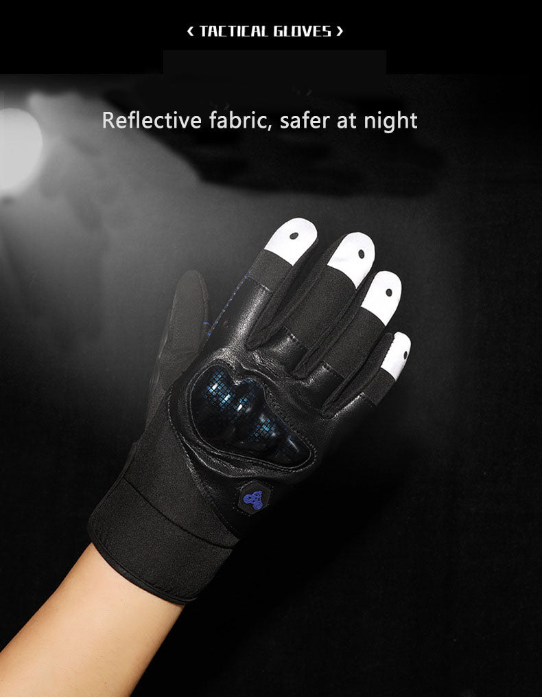 Motorcycle gloves for men riding off-road racing, anti fall and anti slip hard shell with plush thin design, warm touch screen