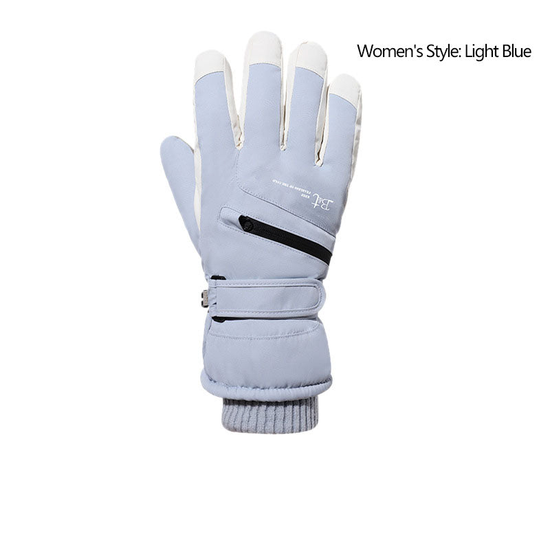 Ski gloves for men and women in winter, with thick velvet, anti splash, anti slip, touch screen, outdoor cycling, cold and warm gloves