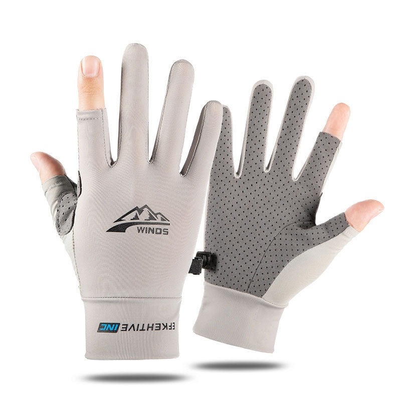 Ice Silk Gloves for Men and Women - Summer Style, Breathable, Quick-Drying, Thin, Suitable for Outdoor Cycling, Driving, Anti-Slip, Sun Protection, Fishing and Sports, Two-Finger Design